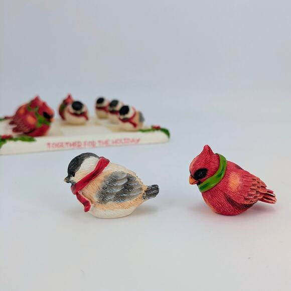 Holiday Birds Resin Tic-Tac-Toe Game Cardinals Chickadees Christmas Winter Fun - Picture 7 of 15